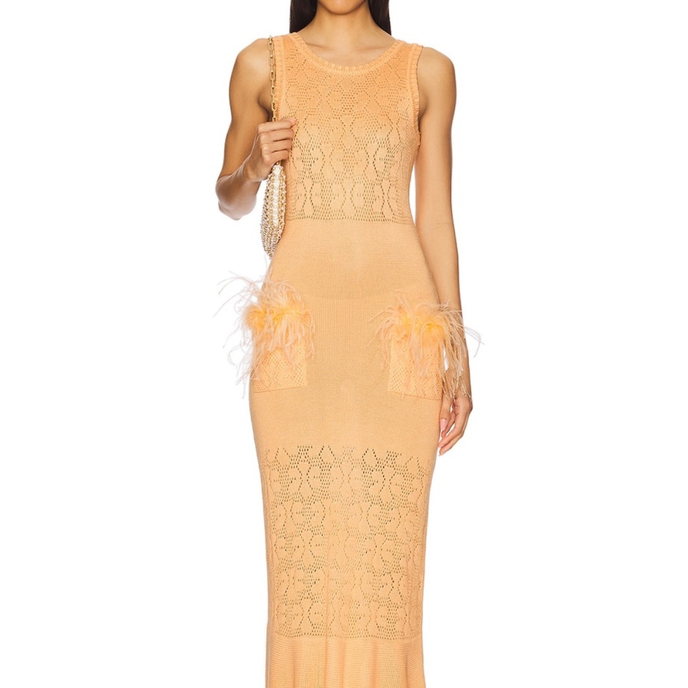 Andreeva Knit Dress with Ostrich Feather Details
